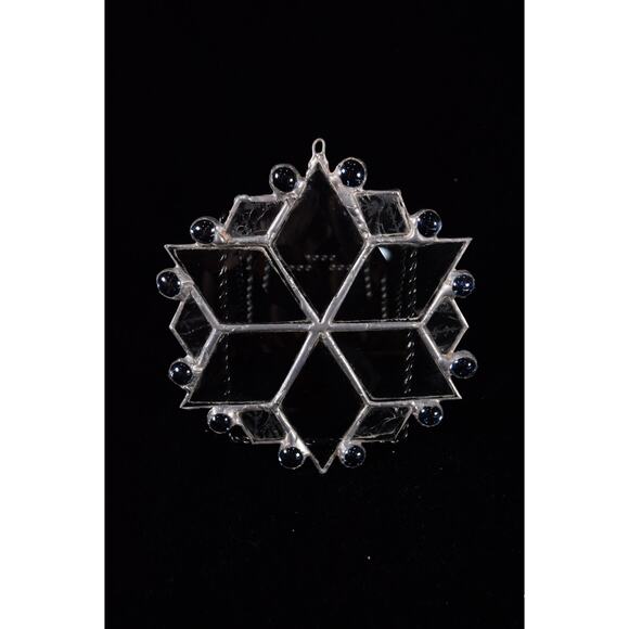 2 Stain Glass Christmas Ornaments Snowflake 6" Bells & Holly 7"x6" - Picture 5 of 5